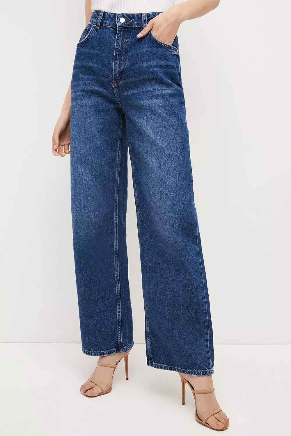 Wide leg deals mid rise jeans